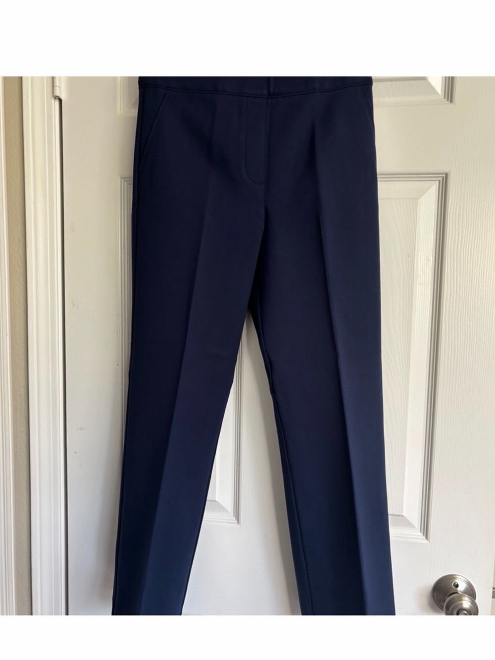 SPANX Dark Navy Ponte Straight-Leg Trousers Great Quality Fabric!